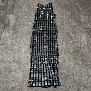 Nasty Gal Black and Silver Sequin Mesh Dress